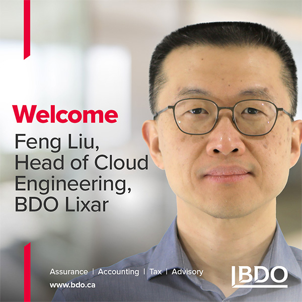 Feng Liu joins BDO Lixar as head of cloud engineering Feng Liu joins BDO Lixar as head of cloud engineering